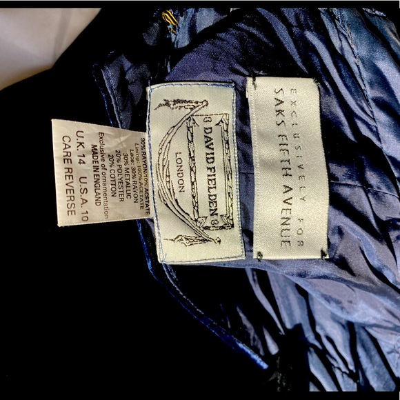 Saks Fifth Avenue Navy Blue Velvet Sequins Dress, Size 6 - Picture 2 of 7